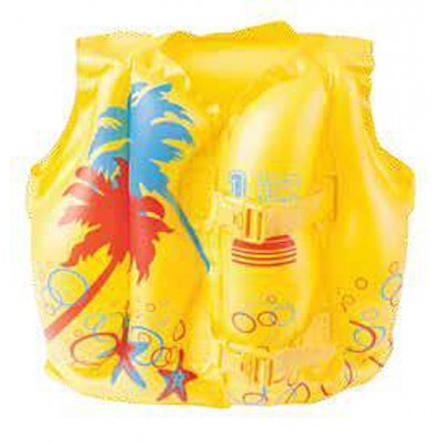 Factory Wholesale Tropical swim vest 41*30cm Kids swim training personalized inflatable life jacket/inflatable swim vest