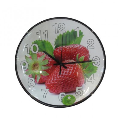 New products attractive style 103314# glass strawberry decorative Wall clock from China